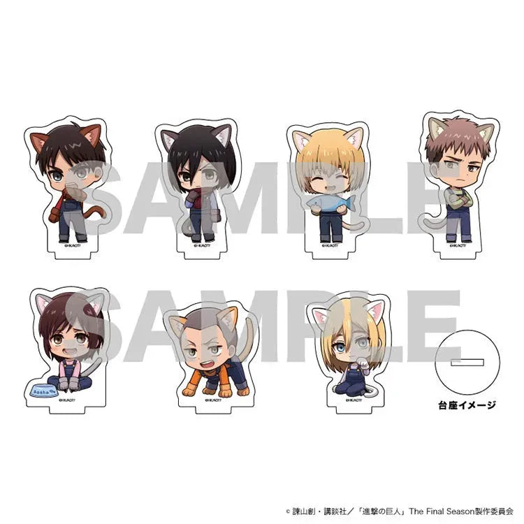 Attack on Titan Anime Merch - 34/ Cat ver. Mini Chara Illustration Acrylic Puchi Stand - Doki Doki Land
