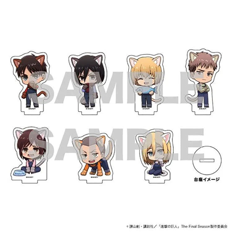 Attack on Titan Anime Merch - 34/ Cat ver. Mini Chara Illustration Acrylic Puchi Stand - Doki Doki Land