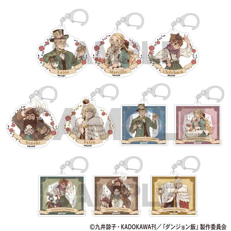 Delicious in Dungeon Fairy Tale Series Trading Acrylic Keychain featuring characters in fairy tale-inspired costumes.