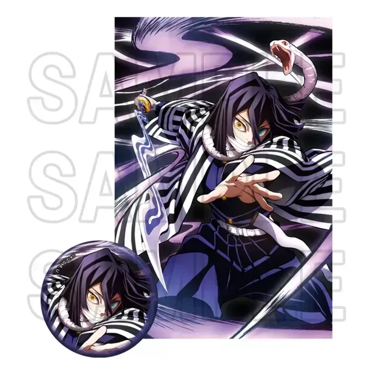 Demon Slayer Anime Merch - Obanai Iguro Can Badge & Postcard Set - Doki Doki Land