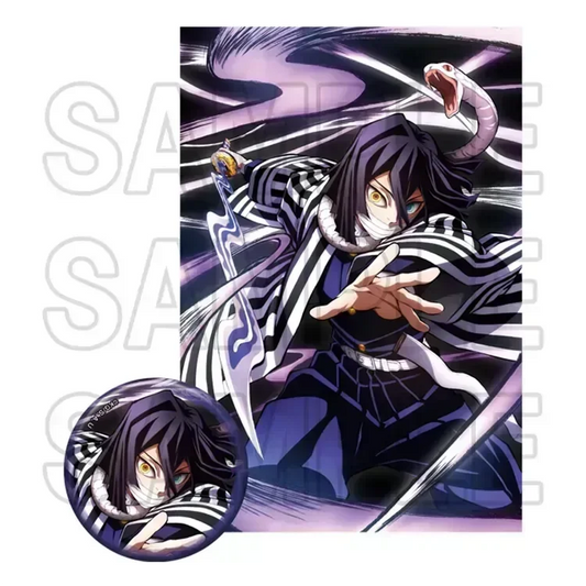 Demon Slayer Anime Merch - Obanai Iguro Can Badge & Postcard Set - Doki Doki Land