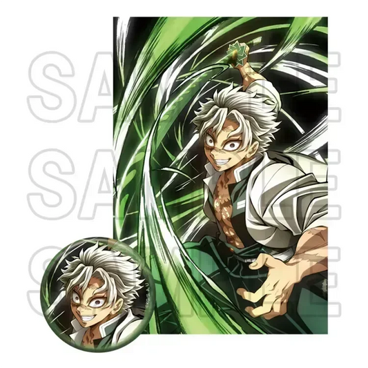 Demon Slayer Anime Merch - Sanemi Shinazugawa Can Badge & Postcard Set - Doki Doki Land