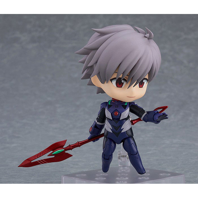 Nendoroid Kaworu Nagisa in plugsuit with three face plates, Spear of Cassius, and entry plug interior display parts from Rebuild of Evangelion.