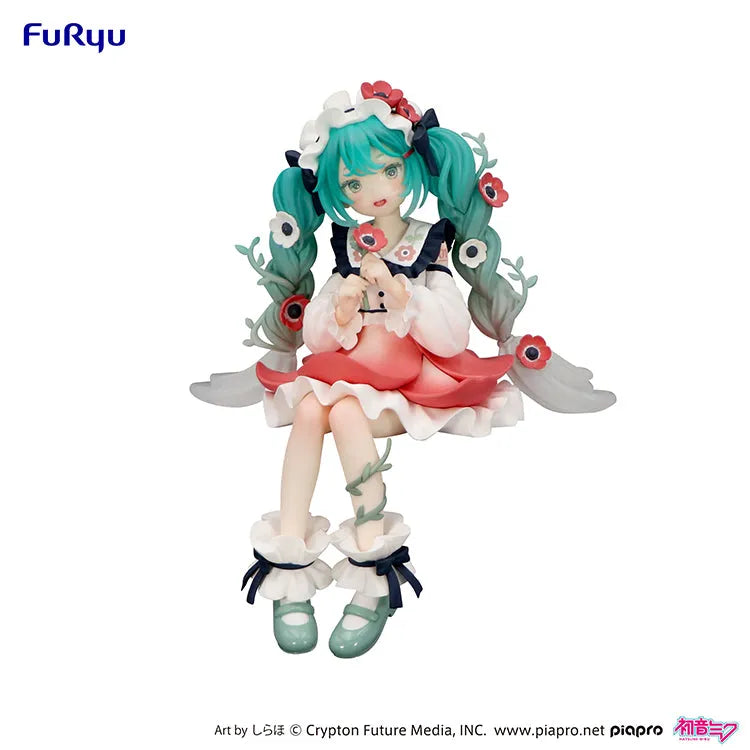 Hatsune Miku Flower Fairy Noodle Stopper Figure sitting gracefully with pastel floral details