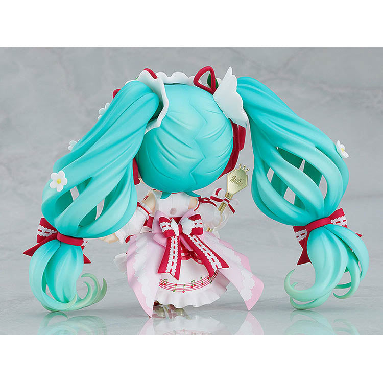 Hatsune Miku 15th Anniversary Strawberry Nendoroid figure with interchangeable faces, dessert accessories, and acrylic stand – collectible Vocaloid anime merch