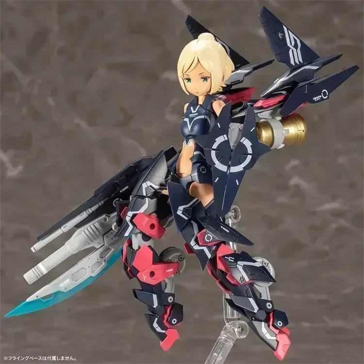 Kotobukiya Megami Device SOL Strike Raptor model kit in Armed Mode with navy mecha armor and Masaki Apsy machinika body.