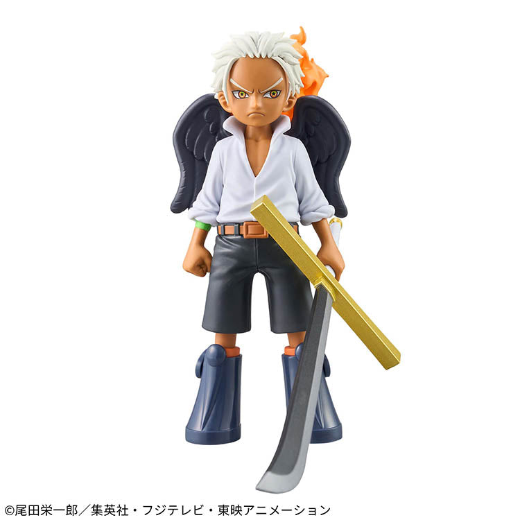 Official One Piece DXF The Grandline Series S-Hawk figure, featuring detailed sculpting and vibrant colors. This collectible showcases S-Hawk with his signature black wings, fiery effect on his back, and dual swords including a faithfully recreated large blade. Designed with sharp facial expression, dynamic stance, and high-quality paintwork, this S-Hawk figure is a must-have for One Piece fans and anime figure collectors.