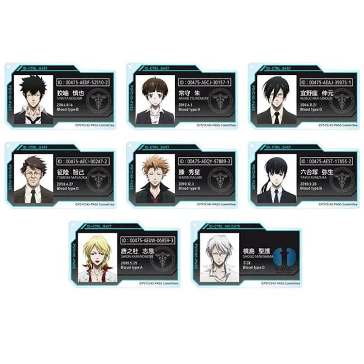 Psycho-Pass Anime Merch - 10th ANNIVERSARY Trading ID Style Acrylic Keychain vol.1 8 Designs (1 Random) - Doki Doki Land