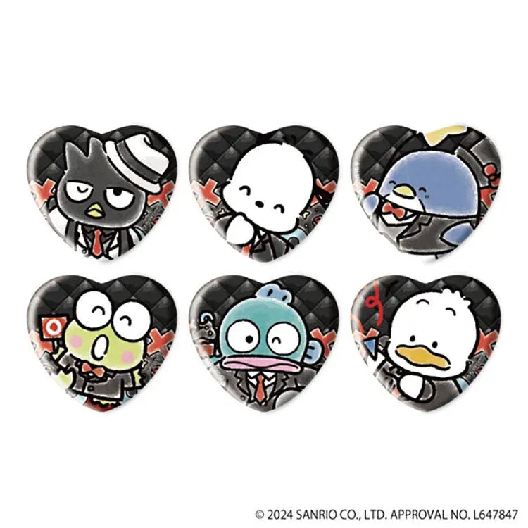 Sanrio Anime Merch - Hapidanbui GraffArt Illustration Heart-shaped Can Badge (1 Random) - Doki Doki Land