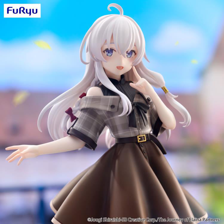 Trio-Try-iT Elaina Brown Outfit Ver. figure from Wandering Witch, featuring Elaina in a dynamic pose with detailed sculpting and rich coloring.