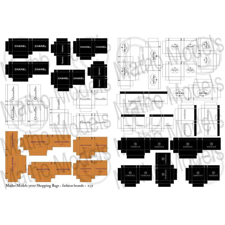 Diorama Accessories - Shopping Bags (Fashion Brands) 1/35 - Doki Doki Land