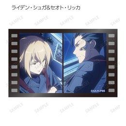 86 -Eighty Six- anime card of Raiden Shuga and Theoto Rikka in cockpits with film strip border design.