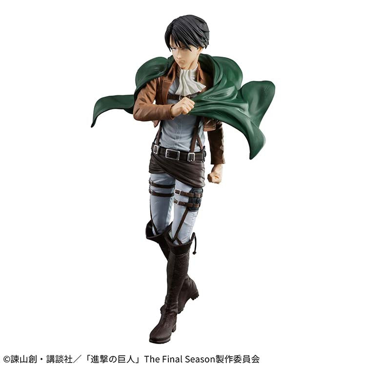 Attack on Titan Grandista Levi Ackerman figure by Banpresto featuring green Survey Corps cloak.