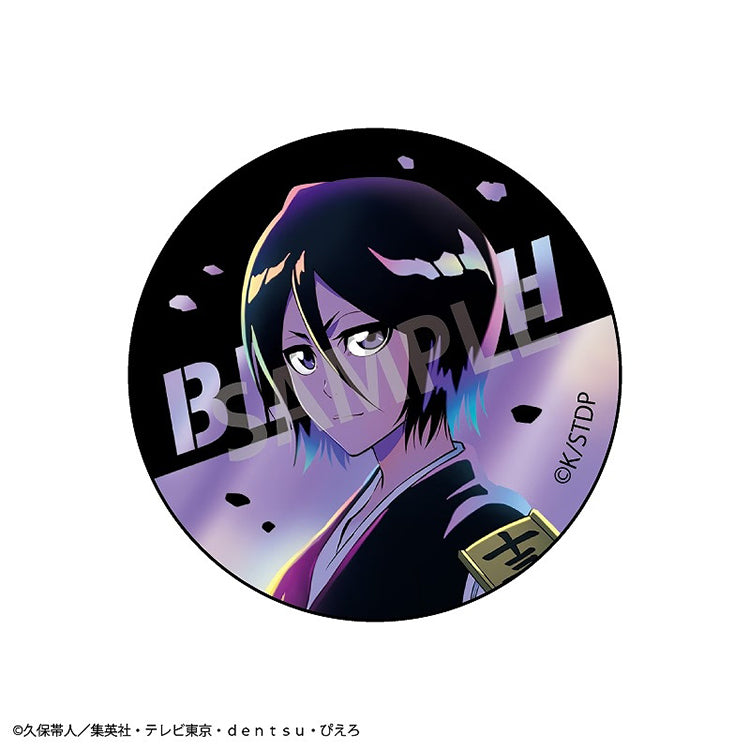 Metallic finish detail on Rukia Kuchiki 56mm anime badge from BLEACH Thousand-Year Blood War.
