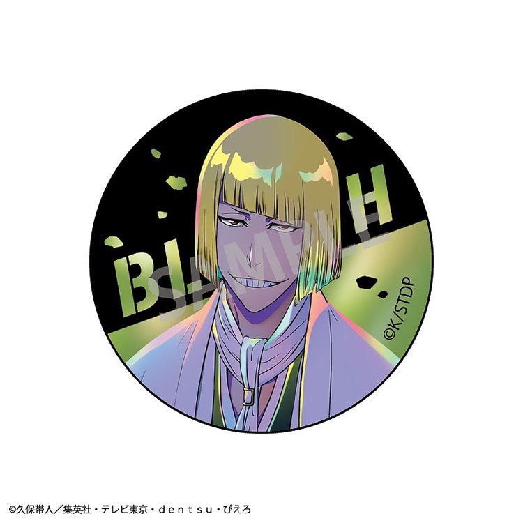 Metallic finish detail on Shinji Hirako 56mm anime badge from BLEACH Thousand-Year Blood War.
