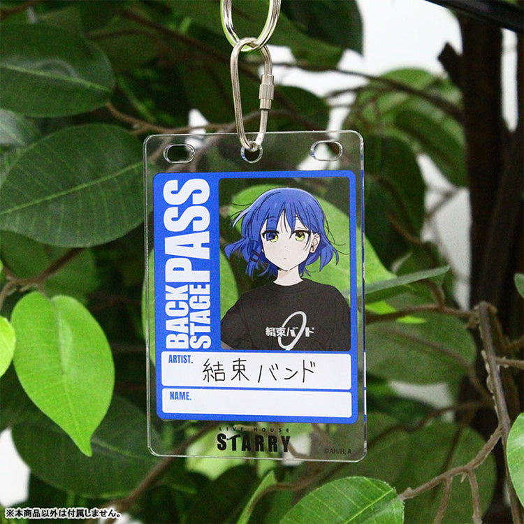 Bocchi the Rock Ryo Yamada backstage-pass style acrylic keyholder with double ring and mini carabiner.