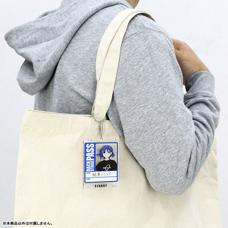 Bocchi the Rock Ryo Yamada backstage-pass style acrylic keyholder with double ring and mini carabiner.