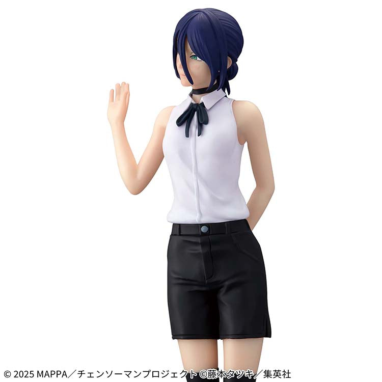 A side-angle view showing the graceful posture and non-articulated design of the Reze Glitter & Glamours collectible.