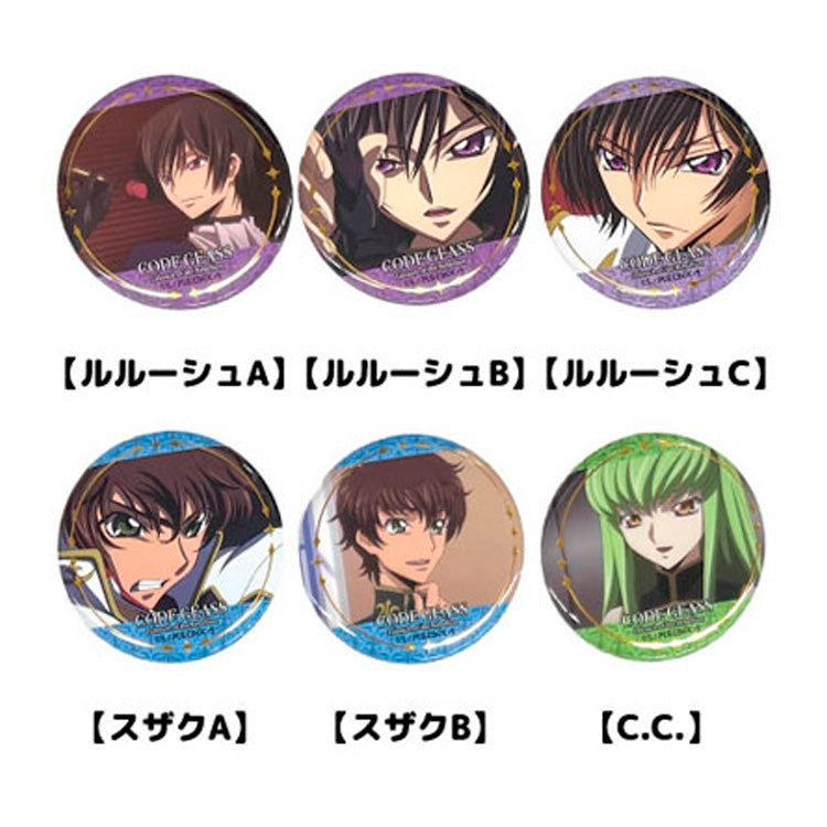 Code Geass foil trading can badges blind pack featuring Lelouch, Suzaku and C.C.