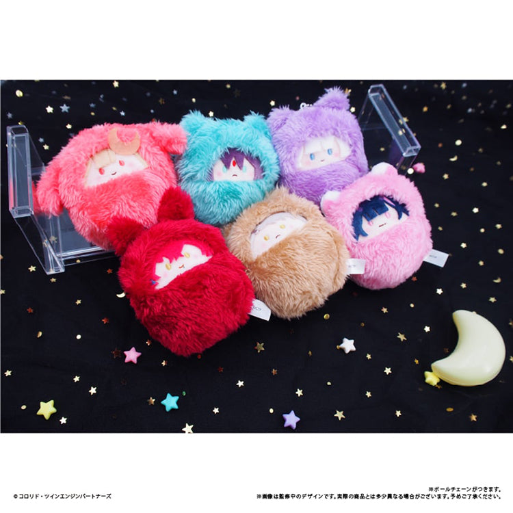 Full collection box of 6 Kaguya VR avatar swaddle plushies, official merchandise.