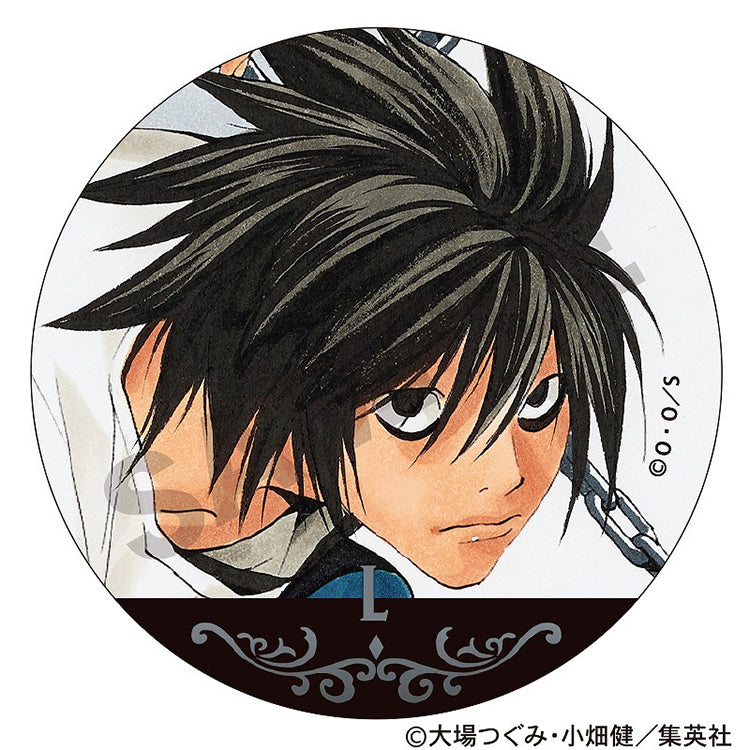 DEATH NOTE Trading Metal Can Badge Box featuring collectible metallic badges with iconic character designs from the popular anime series.