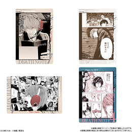 Death Note Wafers manga art cards featuring Light Yagami and L Lawliet panels with premium silver foil-stamping detail.