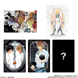 Death Note Wafers collectible cards with silver foil-stamping featuring Light Yagami, L, Ryuk, and Near manga art.