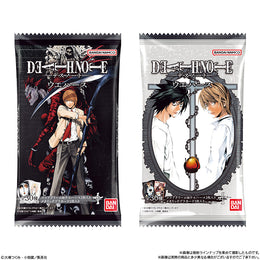 Death Note Wafers: Bandai collectible cocoa snacks featuring Light, L, and Ryuk with premium metallic manga art cards.