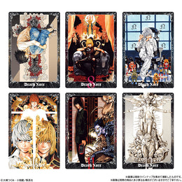 Death Note Wafers trading cards featuring L, Light, Mello, Near, and Ryuk in high-art manga style with foil stamping.