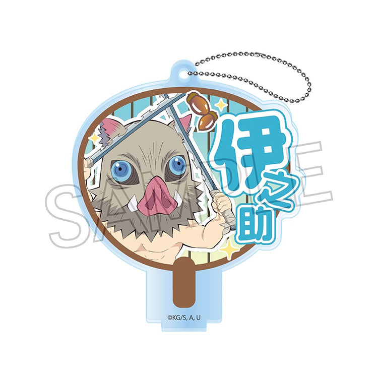 Inosuke Hashibira Deco Uchiwa acrylic keychain from Demon Slayer A-BOX.