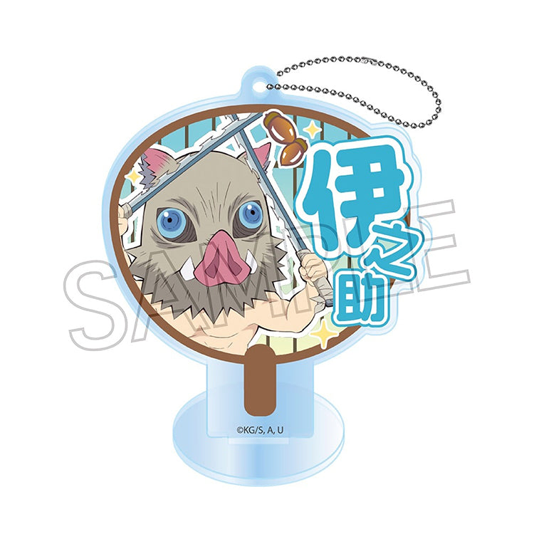 Inosuke Hashibira Deco Uchiwa acrylic keychain from Demon Slayer A-BOX.