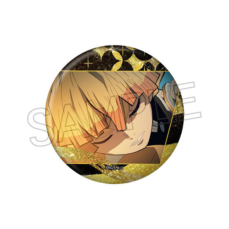 Demon Slayer Glitter Can Badge Vol.3 featuring Tanjiro, Nezuko, Zenitsu, Inosuke, Kanao, Giyu, and Shinobu with a sparkling glitter finish.