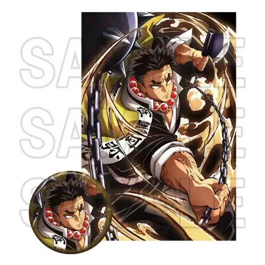 Demon Slayer Anime Merch - Gyomei Himejima Can Badge & Postcard Set - Doki Doki Land