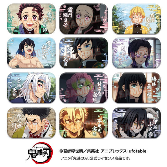 Collect Demon Slayer Marukaku Can Badge Vol. 8 featuring Hashira Training Arc scenes. Includes 12 designs with premium artwork and rounded rectangle shape.
