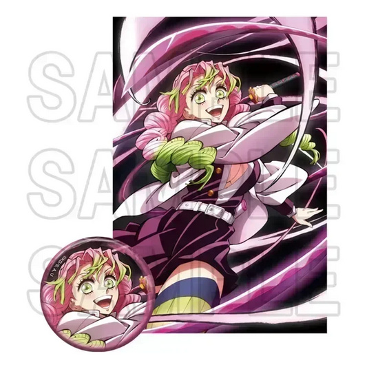 Demon Slayer Anime Merch - Mitsuri Kanroji Can Badge & Postcard Set - Doki Doki Land