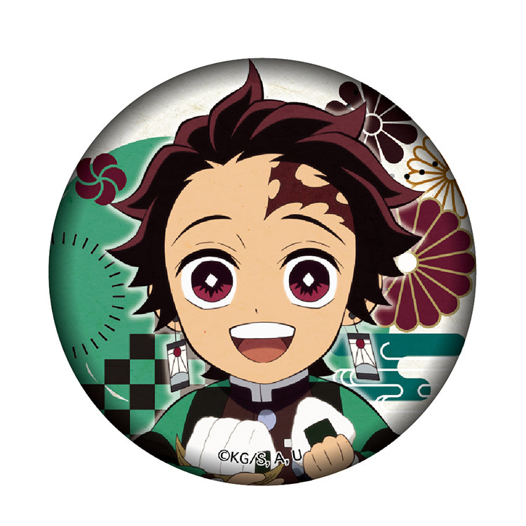 Demon Slayer Tanjiro Kamado chibi 56mm badge, Kaidou Aruki collection official art pin with onigiri rice balls.