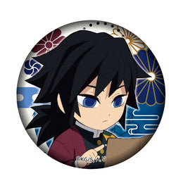 Giyu Tomioka Kaidou Aruki chibi pin, 56mm Demon Slayer Water Hashira travel badge with official newly drawn art.