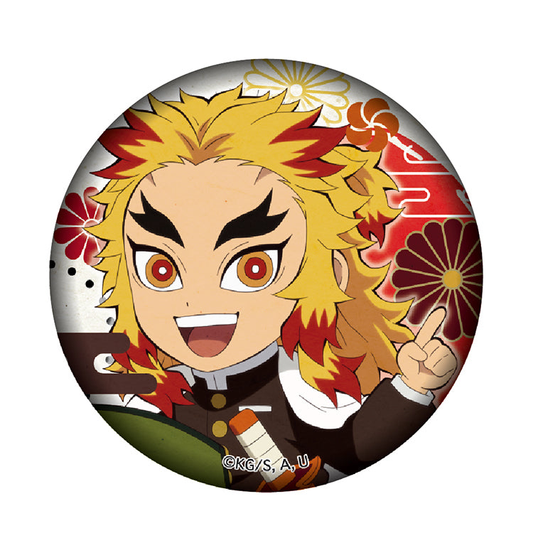 Demon Slayer Rengoku Kaidou Aruki 56mm chibi tin badge, official Flame Hashira street walk travel series anime pin.