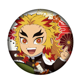 Demon Slayer Rengoku Kaidou Aruki 56mm chibi tin badge, official Flame Hashira street walk travel series anime pin.