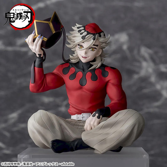 Demon Slayer Doma Premium Perching Figure sitting on a shelf edge with detailed sculpt and vivid colors.
