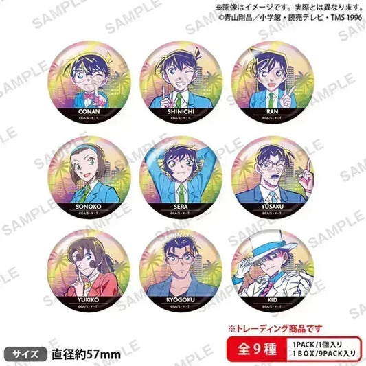 Detective Conan Anime Merch - Trading Hologram Tin Badge City Pop Ver. vol.2 (1 Random) - Doki Doki Land