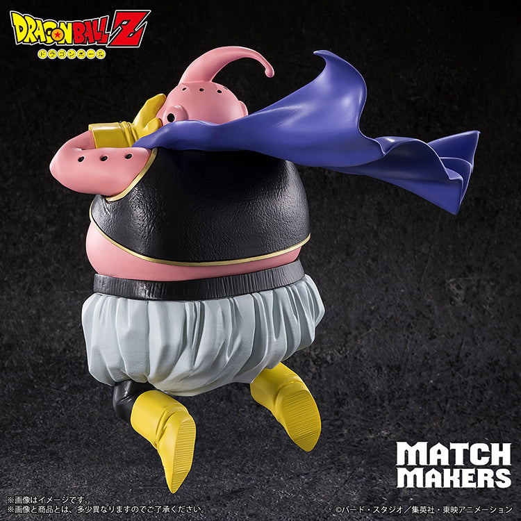 Majin Buu MATCH MAKERS figure from Dragon Ball Z, inspired by the scene where Majin Buu faces Super Saiyan 3 Goku, featuring detailed sculpt and dynamic pose.