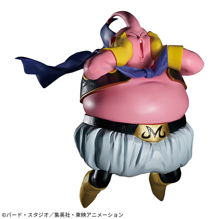 Majin Buu MATCH MAKERS figure from Dragon Ball Z, inspired by the scene where Majin Buu faces Super Saiyan 3 Goku, featuring detailed sculpt and dynamic pose.