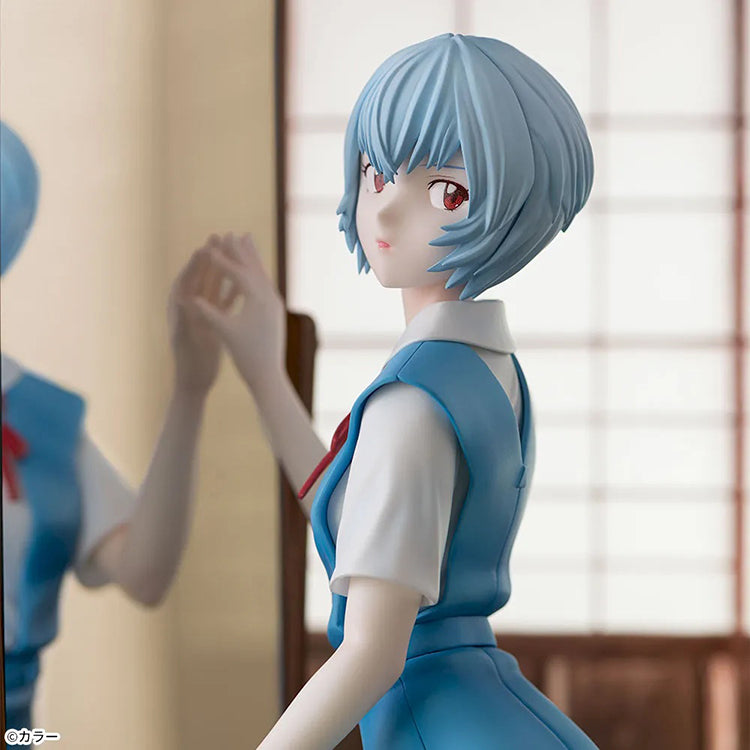 SEGA FIGURIZM alpha Ayanami Rei figure from Evangelion: 3.0+1.0 in blue school uniform with a real vanity mirror.