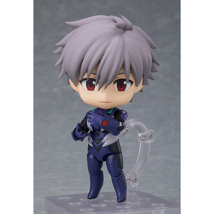 Nendoroid Kaworu Nagisa in plugsuit with three face plates, Spear of Cassius, and entry plug interior display parts from Rebuild of Evangelion.