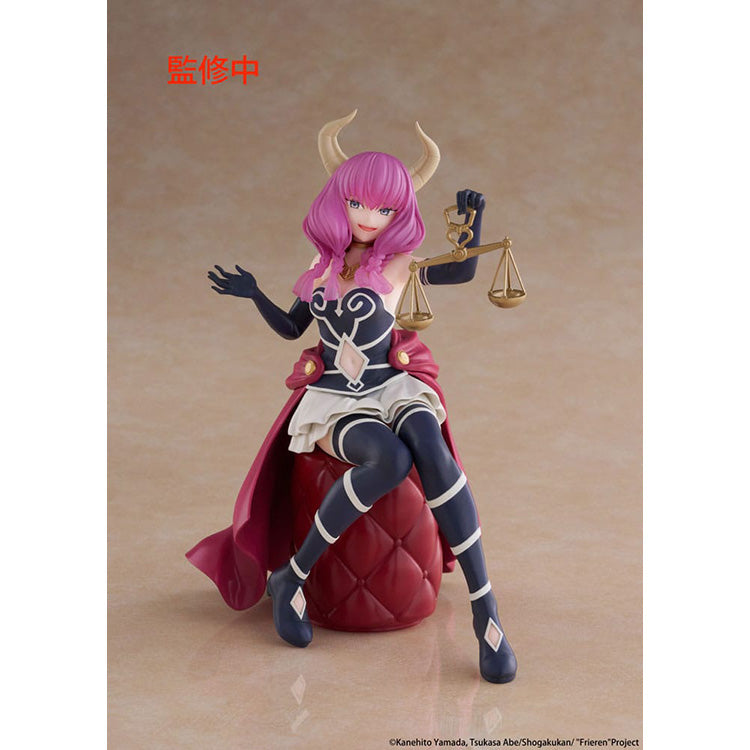 Front view of the Aura the Guillotine Desktop Cute figure by Taito, showcasing her signature pink pigtails, demon horns, and holding her Scales of Obedience.