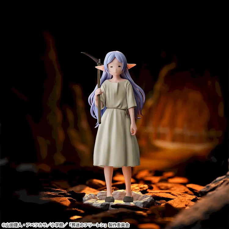 Frieren Beyond Journey's End SEGA Hi-Premium figure, front view holding a pickaxe in a glowing mine, 300 years scene