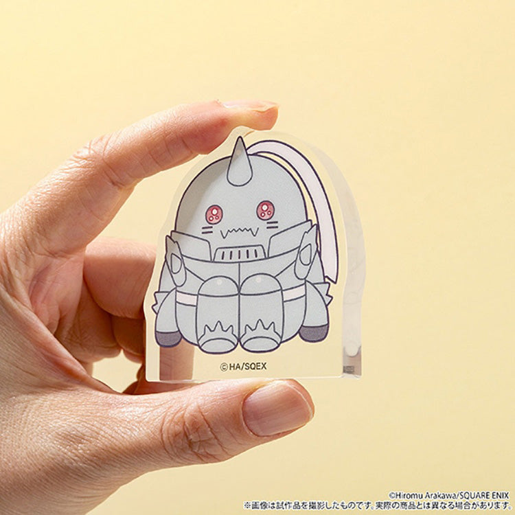 Alphonse Elric Korotto Acrylic Stand from Fullmetal Alchemist Mini Piends collection with teary-eyed chibi art.
