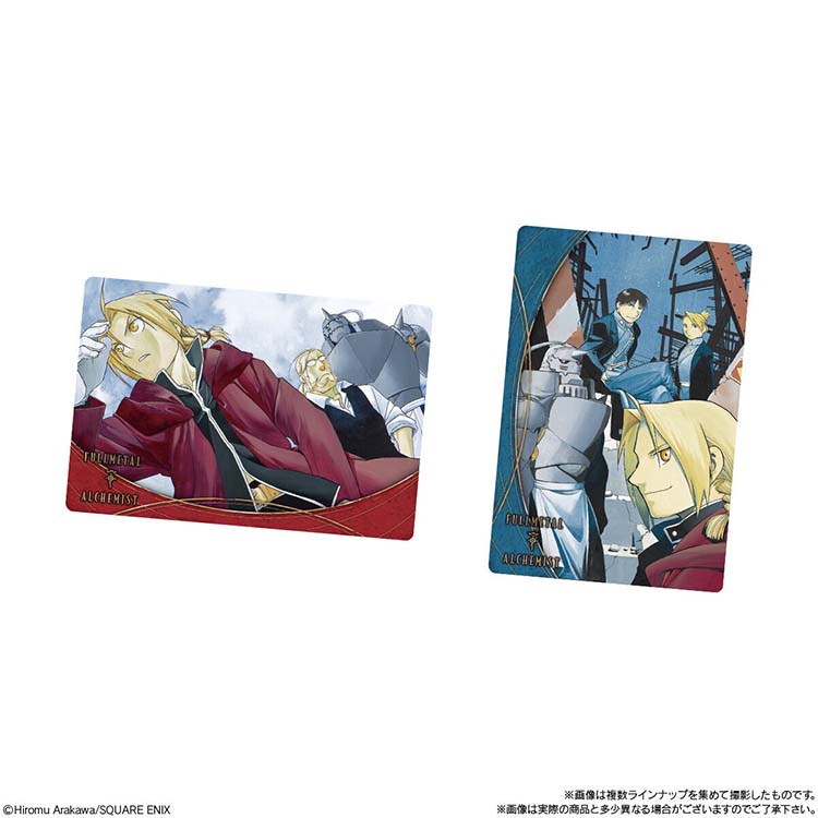 Rare Fullmetal Alchemist Vol. 2 special edition collectible cards featuring full-color landscape and portrait artwork of Edward, Alphonse, Roy Mustang, and Riza Hawkeye.