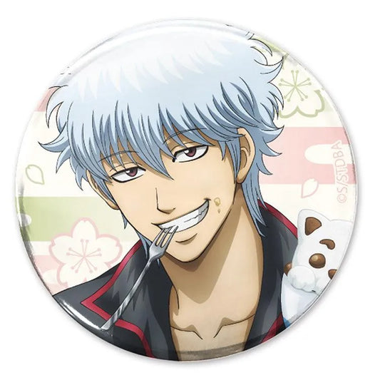 Gintama Anime Merch - Gintoki Sakata 65mm Tin Badge Sakura Pancake and Latte Art Ver. - Doki Doki Land